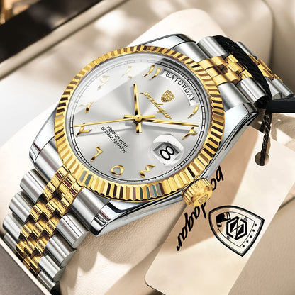 POEDAGAR Brand Fashion Men Clock Waterproof Date Week Business Man Watch Stainless Steel High Quality Quartz Men's Watches Reloj