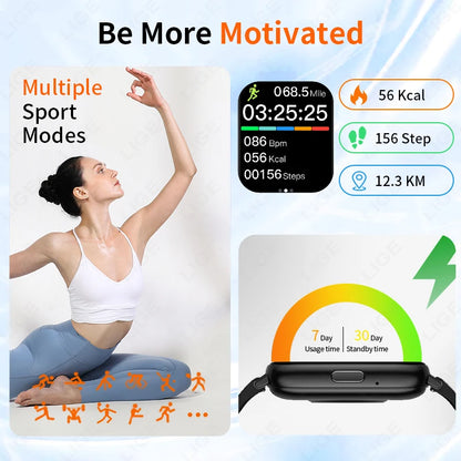 LIGE New Bluetooth Call Smart Watches Women Wrist Watch Sports Fitness Watches IP67 Waterproof Smartwatch For iPhone Android iOS