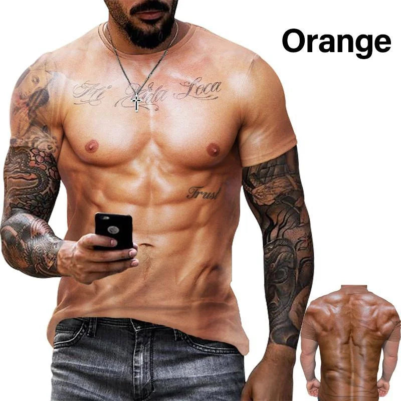 New Funny Muscle 3D T Shirt Men's Fashion Casual T-shirt Men Women Round Neck Short Sleeve Unisex Children Tshirt Clothes