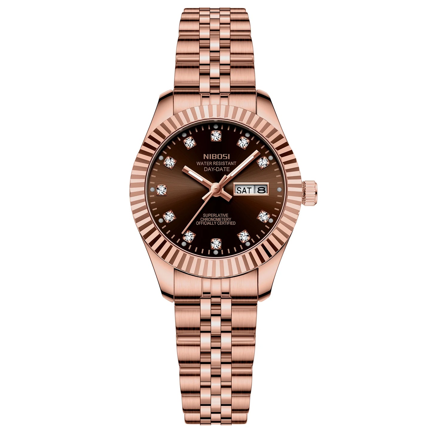 NIBOSI Fashion Women Watches Top Brand Luxury Diamond Ladies Quartz Watches Business Week Display Female Clock Wristwatch Reloj