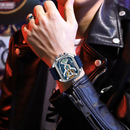 POEDAGAR Luxury Men Wristwatch Date Week Luminous LED Quartz Man Clock Silicone Strap Electronic Dual Time Fashion Men's Watches