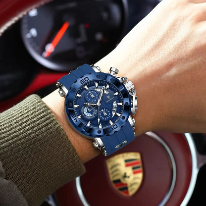 POEDAGAR Luxury Military Men Clock Luminous Waterproof Chronograph Date Men's Watch Silicone Quartz Sports Watches For Man Reloj
