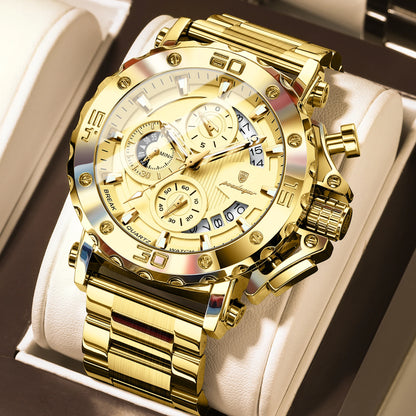POEDAGAR Luxury Men's Watch Calendar Luminous Waterproof Man Clock Chronograph Stainless Steel Quartz Watches For Men Reloj Gift