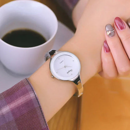 Minimalist Women Cuff Watch Fashion Casual Round Lady Women Bracelet Girls Watches Gold Stainless Steel Quartz Watch Reloj Mujer