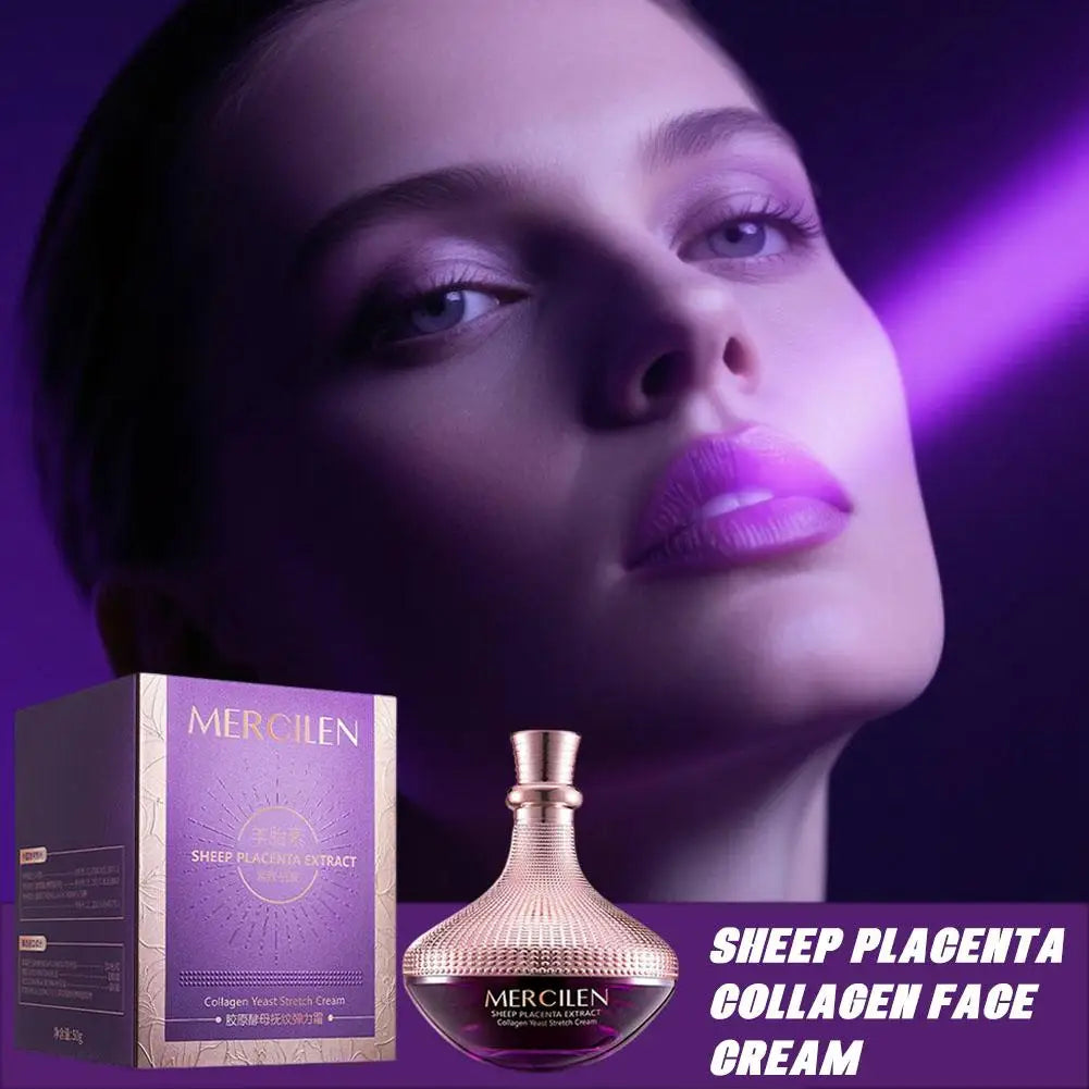 Sheep Placenta Collagen Yeast Moisturizing Facial Cream Natural Nourishing Hydrating Smooth Soft Skin Daily Face Care