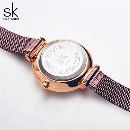 Shengke Originale Design Woman Watches Fashion Lucky Clover Fashion Women's Quartz Wristwatches Top Luxury Elengent Female Clock