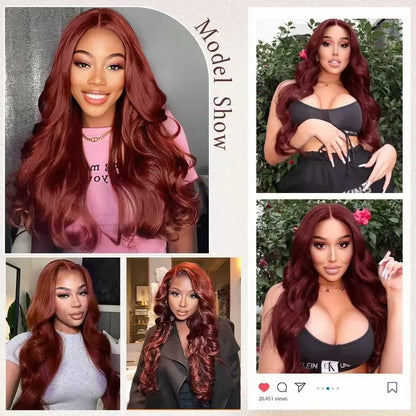 13x4 Reddish Brown Body Wave Hd Lace Front Human Hair Wig Pre Plucked Glueless Wigs Remy Vietnamese Human Hair Lace Frontal Wig