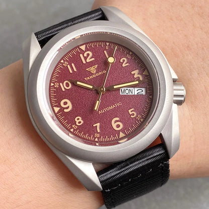 Tandorio Vintage Military Men's Field Watches Frosted Case 200m Waterproof Sapphire Glass NH36 Automatic Mechanical Man Watch