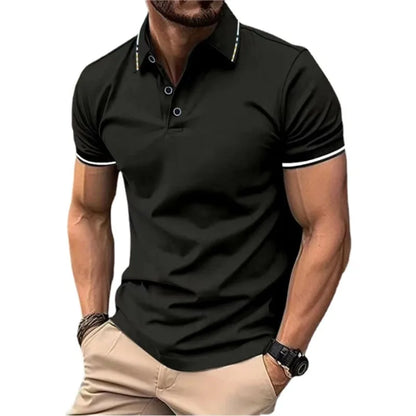 New Men's Short Sleeve Polo Shirts Summer Tshirt Lapel Breathable Basic Button-up Gym Top Lightweight Loose Men Shirts