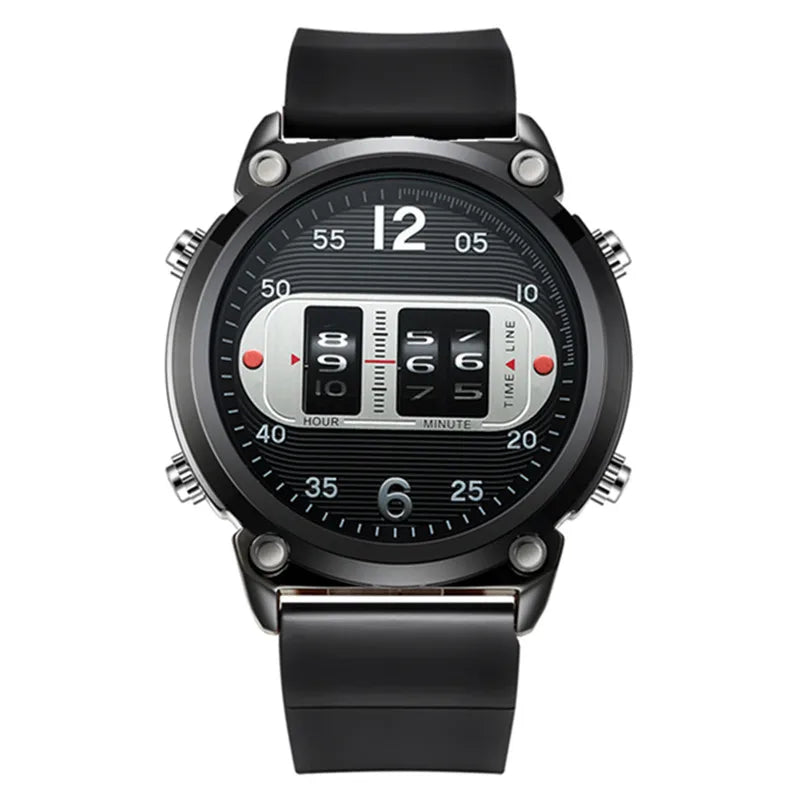 Men Unique Designer Watches Fashion Leather Band Tire Simple Army Sports Vintahe Quartz Watch Black Montres de Marque de Luxe