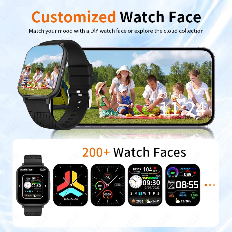 LIGE New Bluetooth Call Smart Watches Women Wrist Watch Sports Fitness Watches IP67 Waterproof Smartwatch For iPhone Android iOS