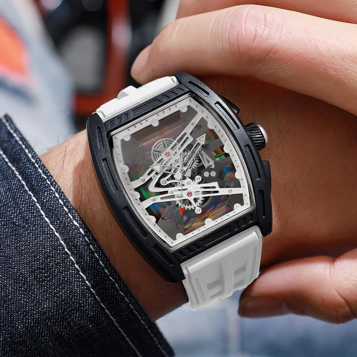 Luxury Men Quartz Watches Casual Silicone Strap Sports Wristwatches for Man Clock Reloj Hombre（Without Box）