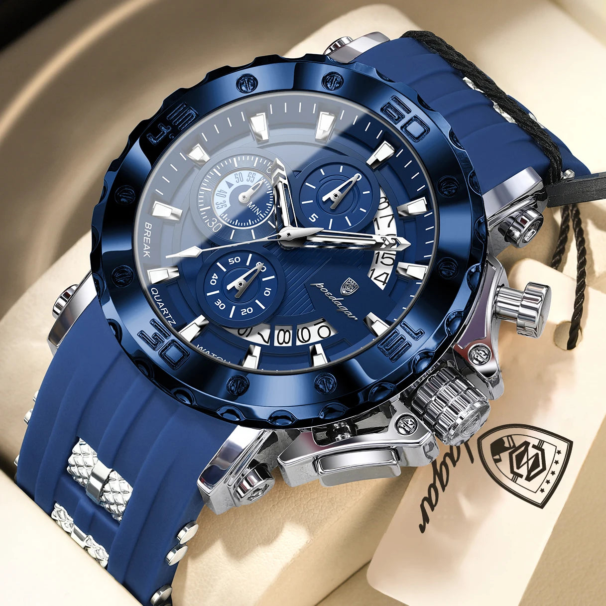 POEDAGAR Luxury Military Men Clock Luminous Waterproof Chronograph Date Men's Watch Silicone Quartz Sports Watches For Man Reloj