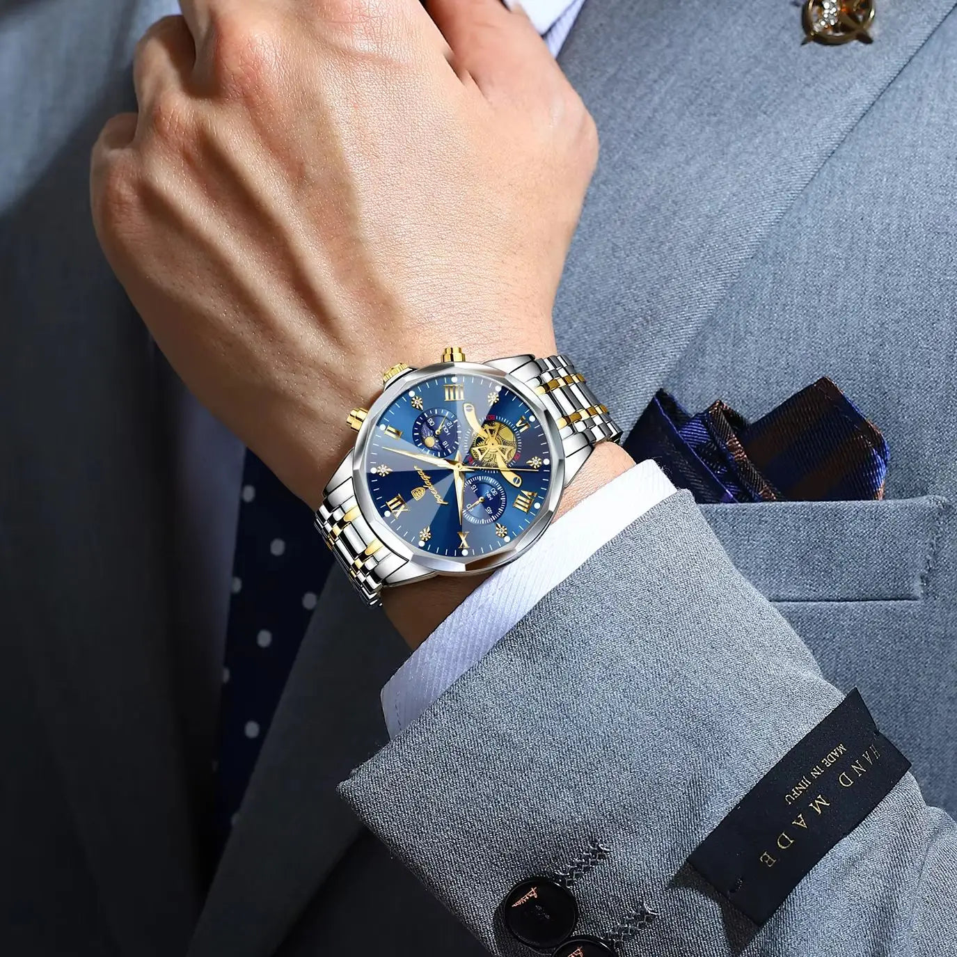 POEDAGAR Top Original Men Clock Waterproof Luminous Chronograph Man Wristwatch Stainless Steel Luxury Quartz Men's Watches Reloj