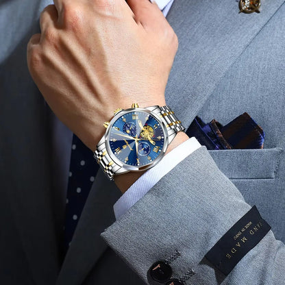 POEDAGAR Top Original Men Clock Waterproof Luminous Chronograph Man Wristwatch Stainless Steel Luxury Quartz Men's Watches Reloj
