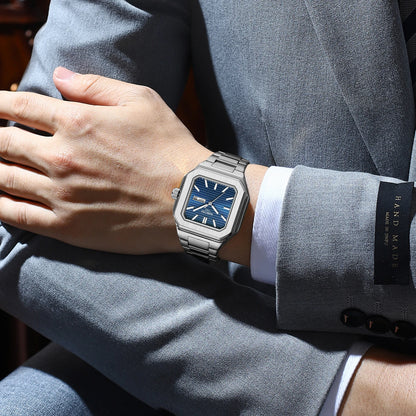 NIBOSI Square Fashion Man Wristwatch Waterproof Luminous Date Week Quartz Men's Watches Stainless Steel Luxury Men Watch Reloj