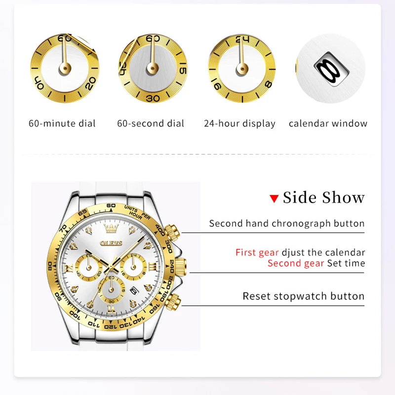 OLEVS Luxury Ladies Fashion High Quality Quartz Watch Calendar Waterproof Quality Women Watches Silicone Strap Clock Reloj