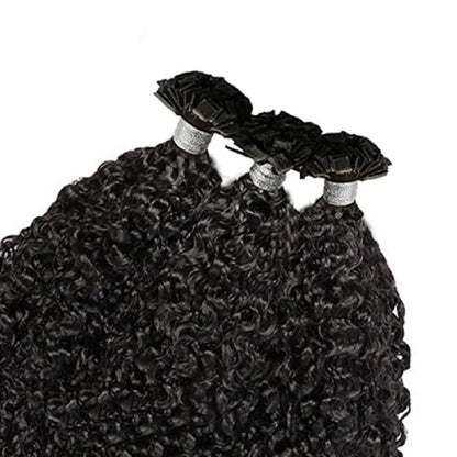Curly Flat Tip Hair Extensions Malaysian Human Hair Pre Bonded K Tip Human Hair Extension Sassy Curly Keratin Fusion Hair 100Pcs