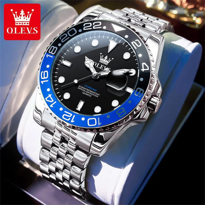 OLEVS Men's Watches Top Brand Luxury Classic Datejust Original Quartz Watch for Man Waterproof Luminous Big Date Stainless Steel