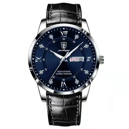 POEDAGAR Original High Quality Men Watch Waterproof Luminous Leather Sports Man Wristwatch Quartz Stylish Casual Watches For Men