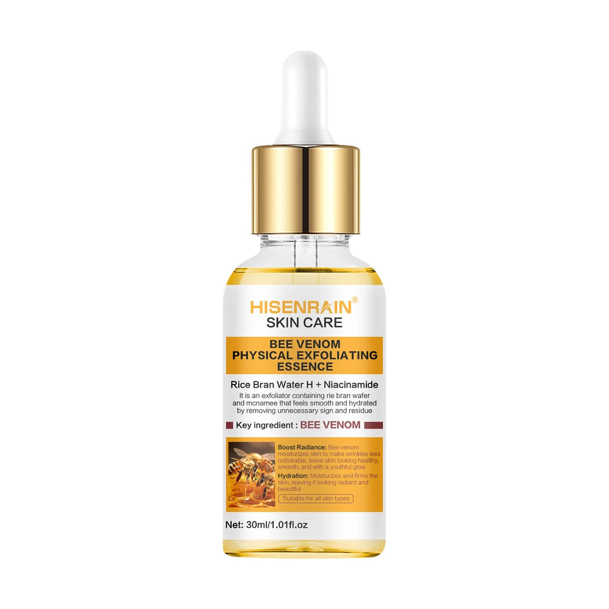 HISENRAIN Honey Niacinamide & Peptide Exfoliating Serum - Gentle Physical Face Scrub for Brightening, Hydrates & Smooths Skin.