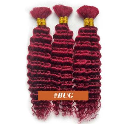 Human Braiding Hair Chocolate Brown 100g Deep Wave Bulk No Weft Human Hair Wigs Bundles for Curly Boho Braiding