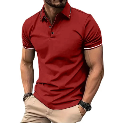 New Men's Short Sleeve Polo Shirts Summer Tshirt Lapel Breathable Basic Button-up Gym Top Lightweight Loose Men Shirts
