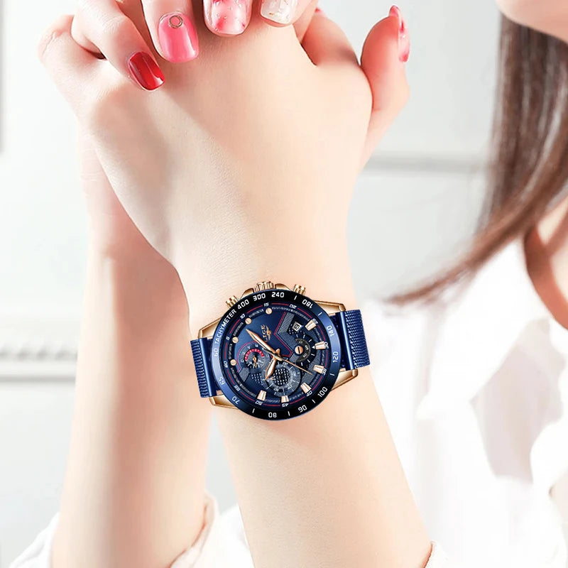 LIGE New Rose Gold Women Watch Top Brand Luxury Watch Women Quartz Sport Women's Bracelet Watches Waterproof Relogios Feminino