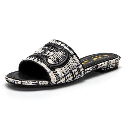 Women's Slippers yellow New Fabric Fashion Flat Sandals