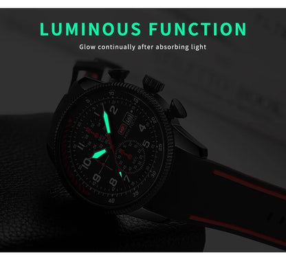 MINI FOCUS Sports Quartz Watch for Men Fashion Chronograph Waterproof Watches Silicone Strap Luminous Hands Wristwatches 0379