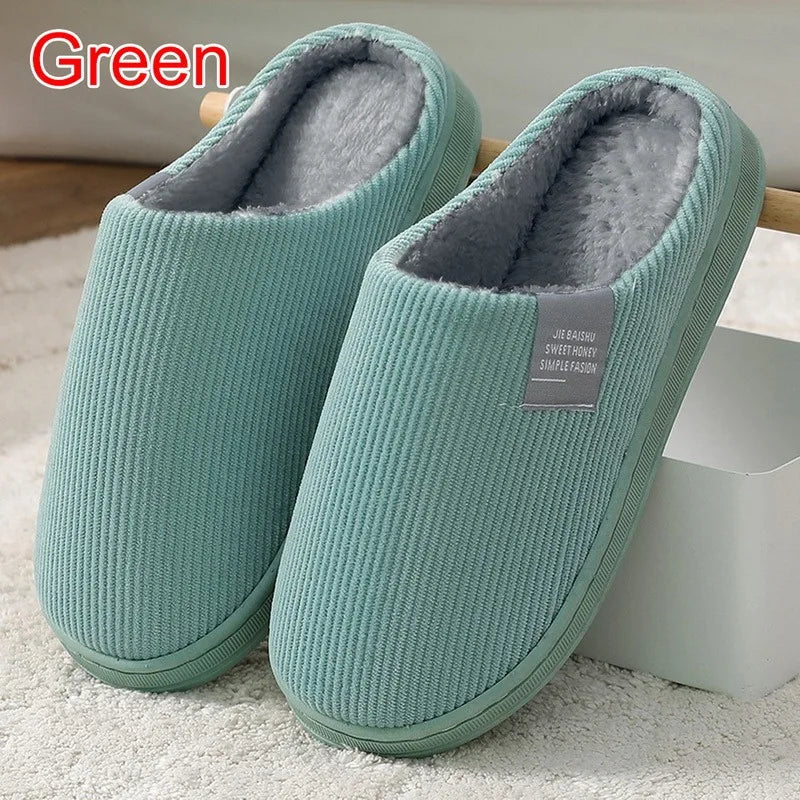 Winter Warm Fur Home Slippers Women Comfort Mute Non Slip Plush Slides Woman Solid Color Soft Sole Indoor Bedroom Slippers 2024