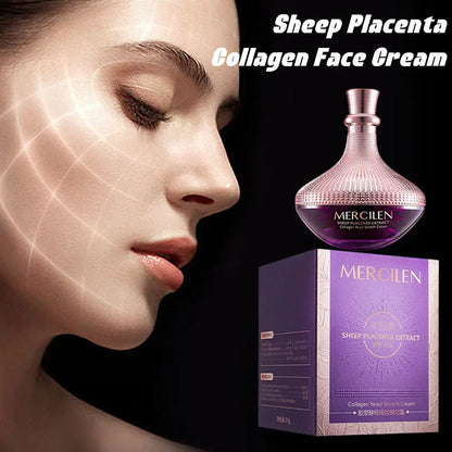 Sheep Placenta Collagen Yeast Moisturizing Facial Cream Natural Nourishing Hydrating Smooth Soft Skin Daily Face Care