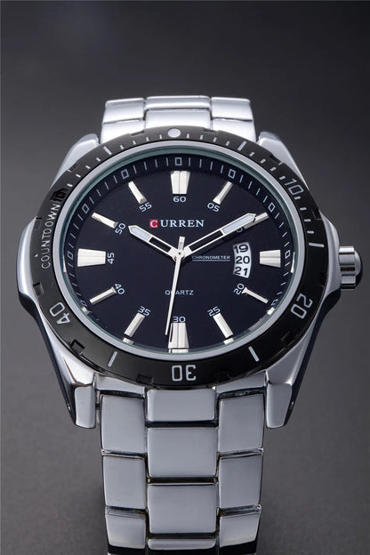 CURREN Fashion Men's Quartz Watch Stainless Steel Waterproof Luminous Man Watch Chronograph Date Multifunction Watches For Men
