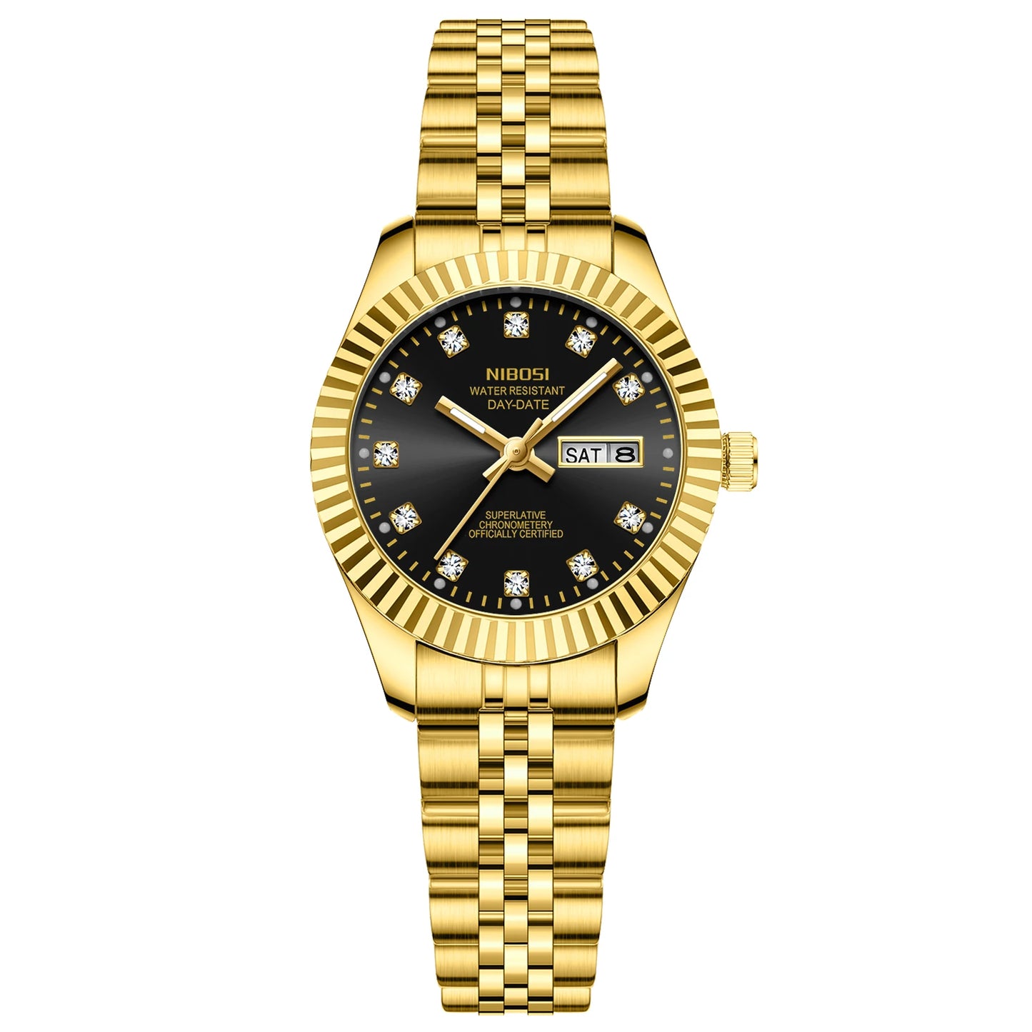 NIBOSI Fashion Women Watches Top Brand Luxury Diamond Ladies Quartz Watches Business Week Display Female Clock Wristwatch Reloj
