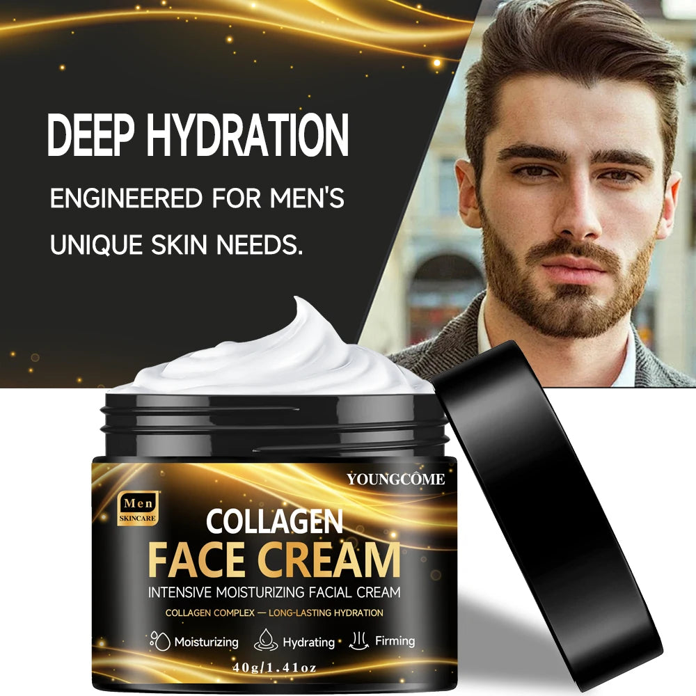 Men's Collagen Moisturizing Cream Skincare Fade Facial Wrinkles Hyaluronic Acid Firming Skin Moisturizer