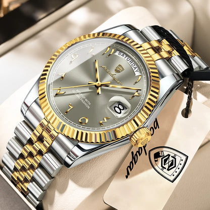 POEDAGAR Brand Fashion Men Clock Waterproof Date Week Business Man Watch Stainless Steel High Quality Quartz Men's Watches Reloj