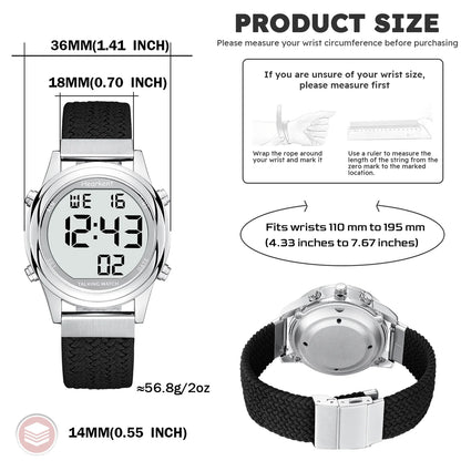 Hearkent Talking Watch Clock for Blind Women Digital Watch Casual Wristwatch Alarm English/German/Spanish/French Speaking Watch