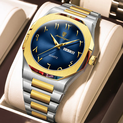 POEDAGAR Original Luxury Men's Watch Waterproof Week Date Fashion Men Wristwatch Quartz Stainless Steel Man Watches Reloj Hombre