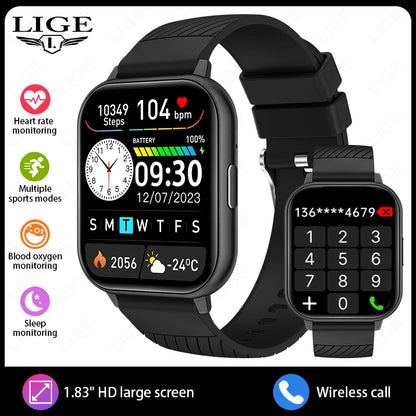 LIGE New Bluetooth Call Smart Watches Women Wrist Watch Sports Fitness Watches IP67 Waterproof Smartwatch For iPhone Android iOS