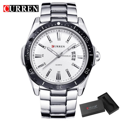 CURREN Fashion Men's Quartz Watch Stainless Steel Waterproof Luminous Man Watch Chronograph Date Multifunction Watches For Men