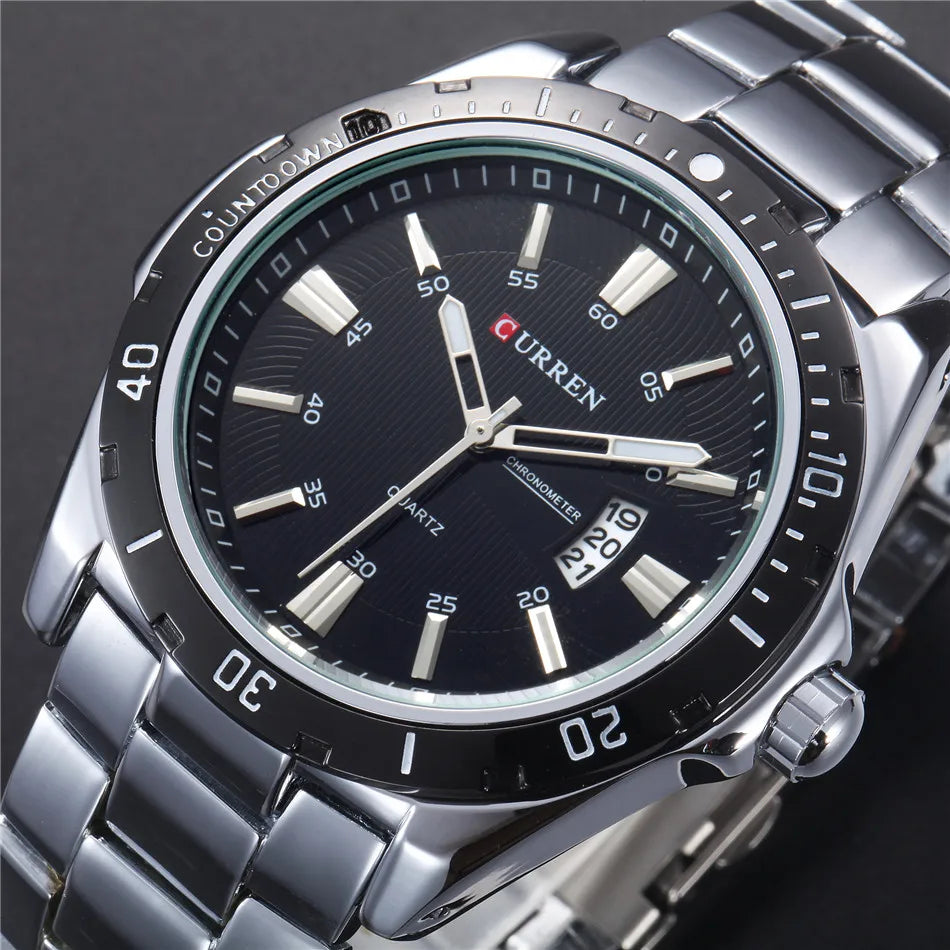 CURREN Fashion Men's Quartz Watch Stainless Steel Waterproof Luminous Man Watch Chronograph Date Multifunction Watches For Men