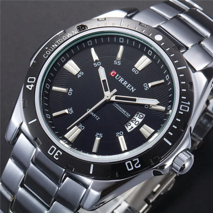 CURREN Fashion Men's Quartz Watch Stainless Steel Waterproof Luminous Man Watch Chronograph Date Multifunction Watches For Men