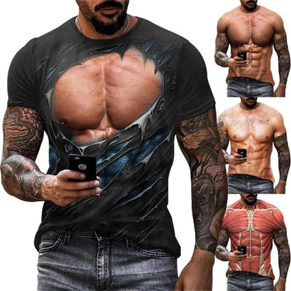 New Funny Muscle 3D T Shirt Men's Fashion Casual T-shirt Men Women Round Neck Short Sleeve Unisex Children Tshirt Clothes