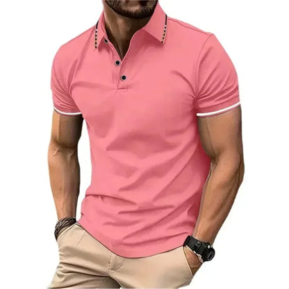 New Men's Short Sleeve Polo Shirts Summer Tshirt Lapel Breathable Basic Button-up Gym Top Lightweight Loose Men Shirts