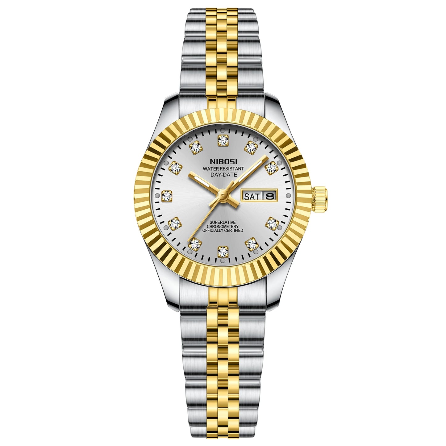 NIBOSI Fashion Women Watches Top Brand Luxury Diamond Ladies Quartz Watches Business Week Display Female Clock Wristwatch Reloj