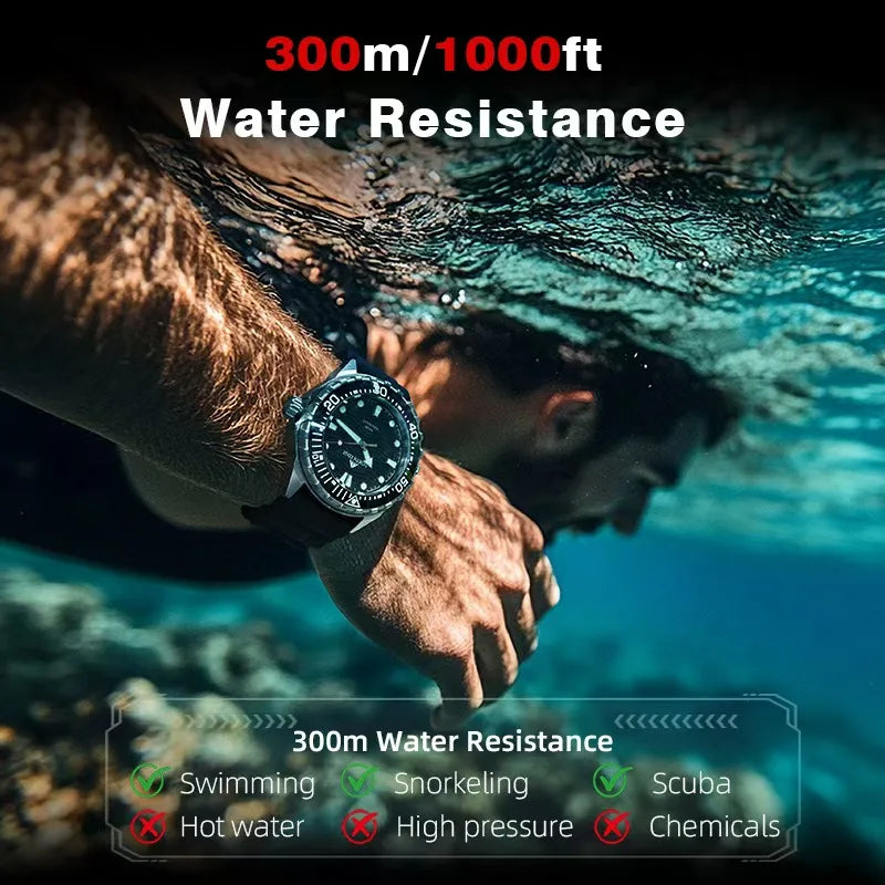 NORTH EDGE NEW+ TRITON Solar-Powered Diving Watch Luxury Quartz Watches For Men 300M Waterproof 180+ Day Power