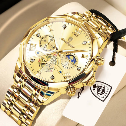 POEDAGAR Top Original Men Clock Waterproof Luminous Chronograph Man Wristwatch Stainless Steel Luxury Quartz Men's Watches Reloj