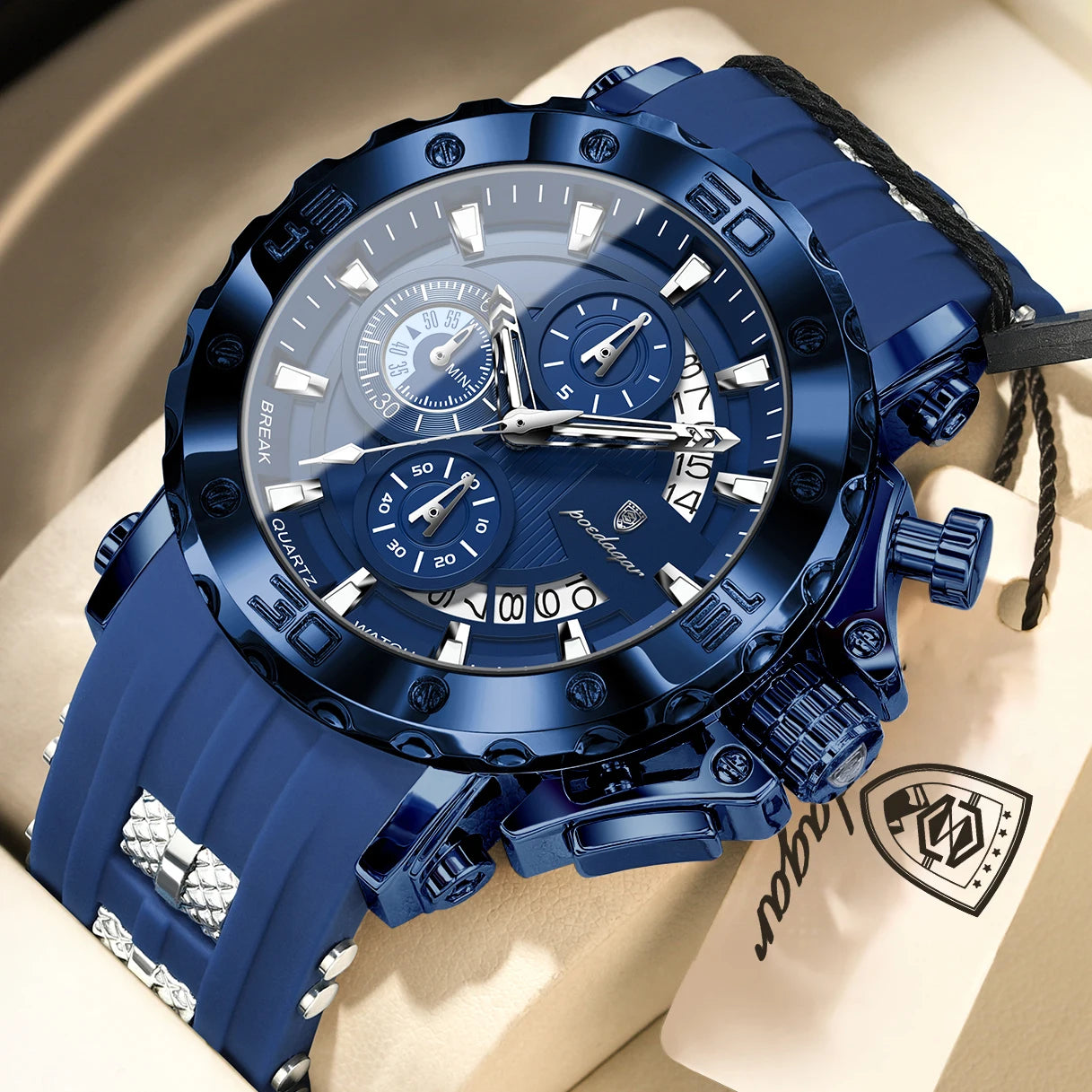 POEDAGAR Luxury Military Men Clock Luminous Waterproof Chronograph Date Men's Watch Silicone Quartz Sports Watches For Man Reloj