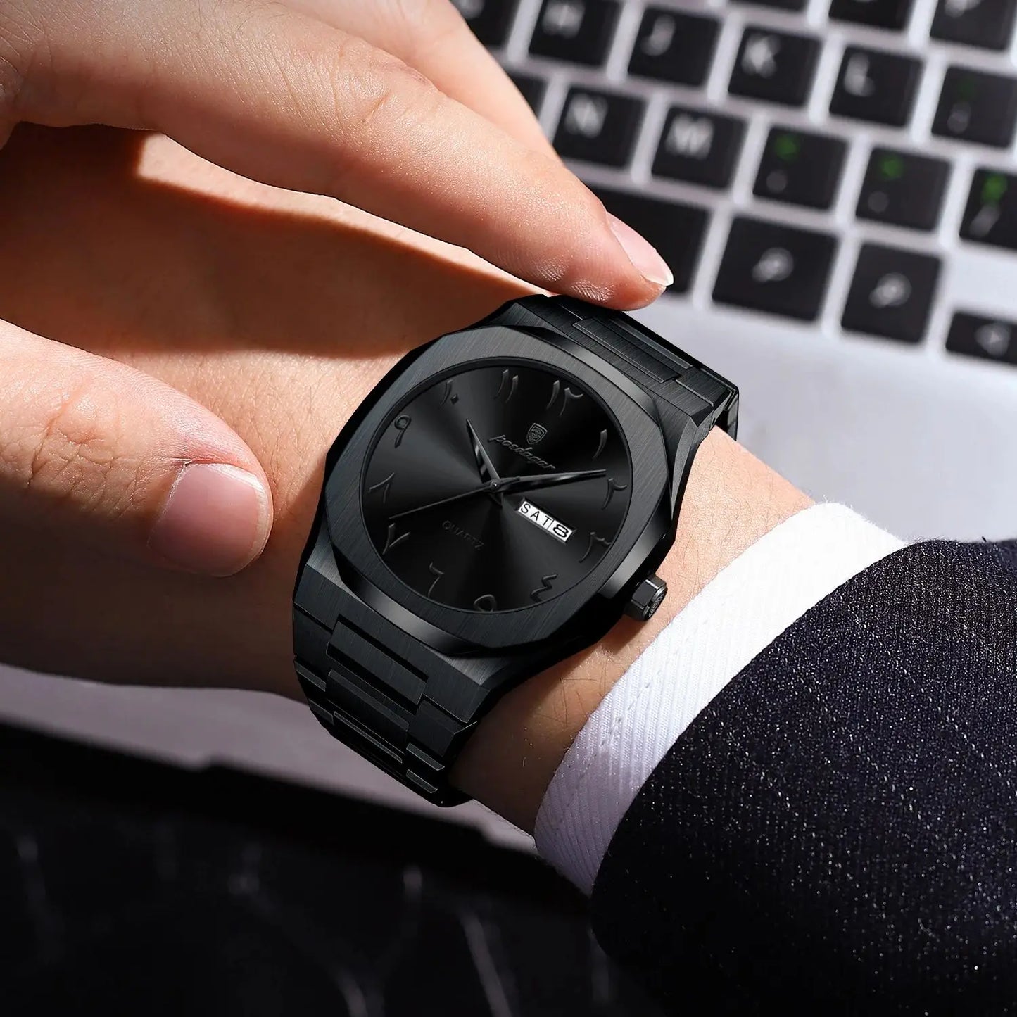 POEDAGAR Original Luxury Men's Watch Waterproof Week Date Fashion Men Wristwatch Quartz Stainless Steel Man Watches Reloj Hombre