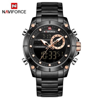 NAVIFORCE Top Luxury Original Sports Wrist Watch For Men Quartz Steel Waterproof Dual Display Military Watches Relogio Masculino